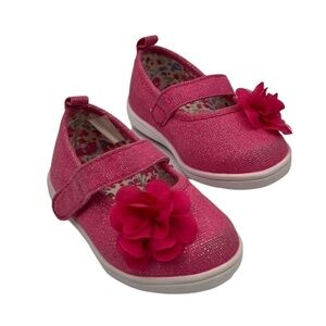 Koala Kids Pink Sparkle Floral Mary Jane Shoes Size 3 Toddler Girl's
